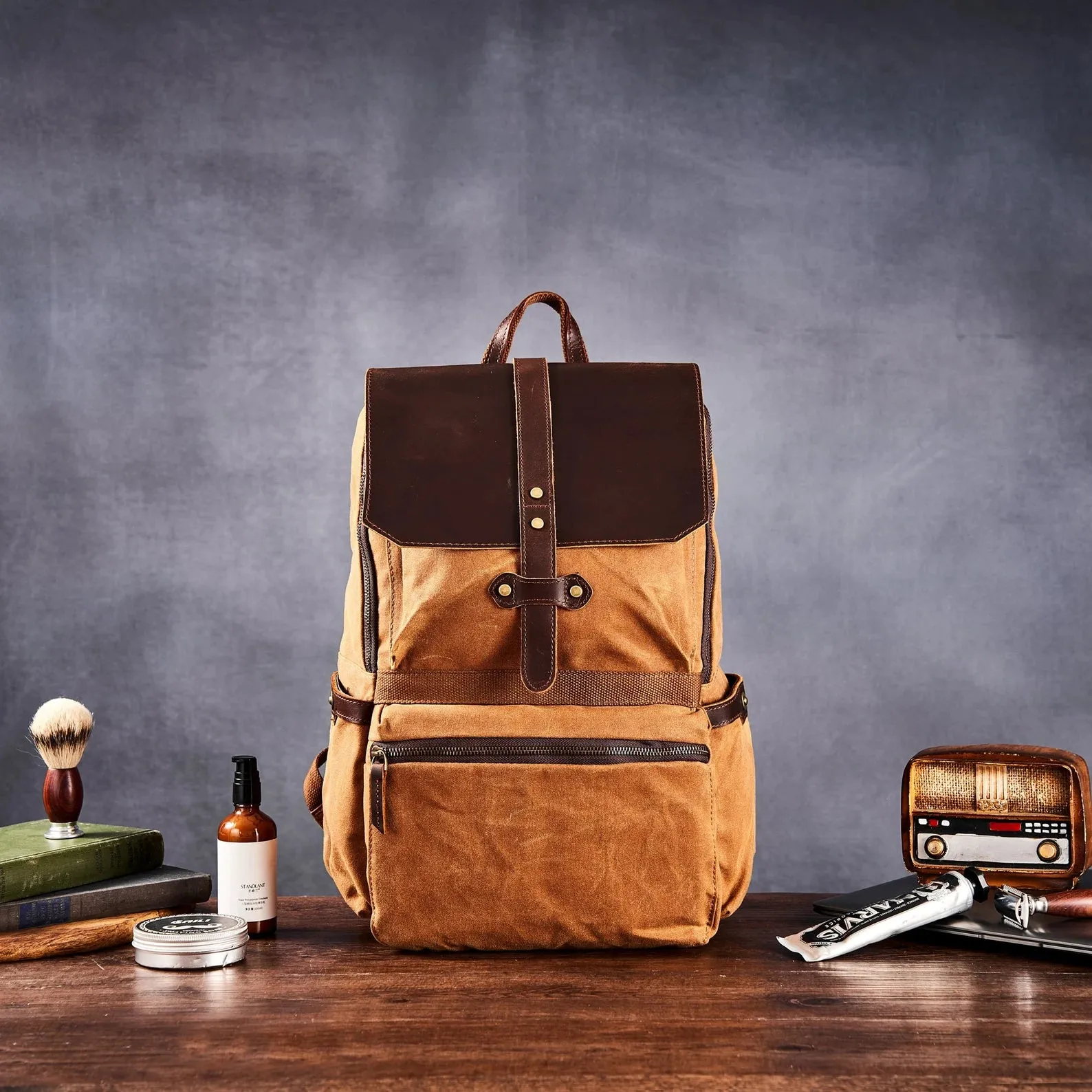 Laptop Backpack, Waxed Canvas Backpack, Leather Backpack, Teacher Backpack, Personalized Backpack, Fathers Day Gift