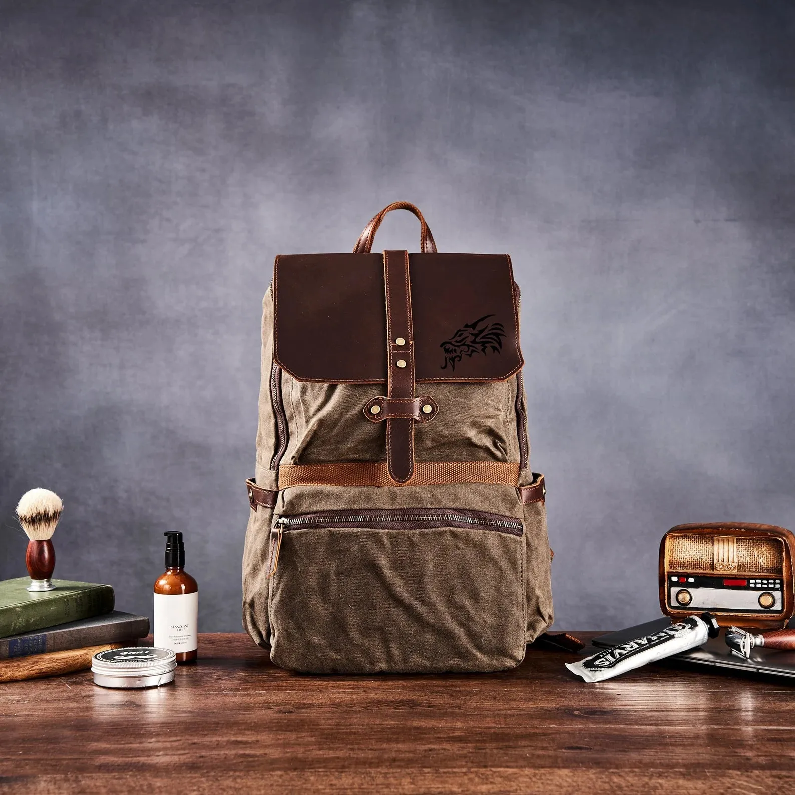 Laptop Backpack, Waxed Canvas Backpack, Leather Backpack, Teacher Backpack, Personalized Backpack, Fathers Day Gift