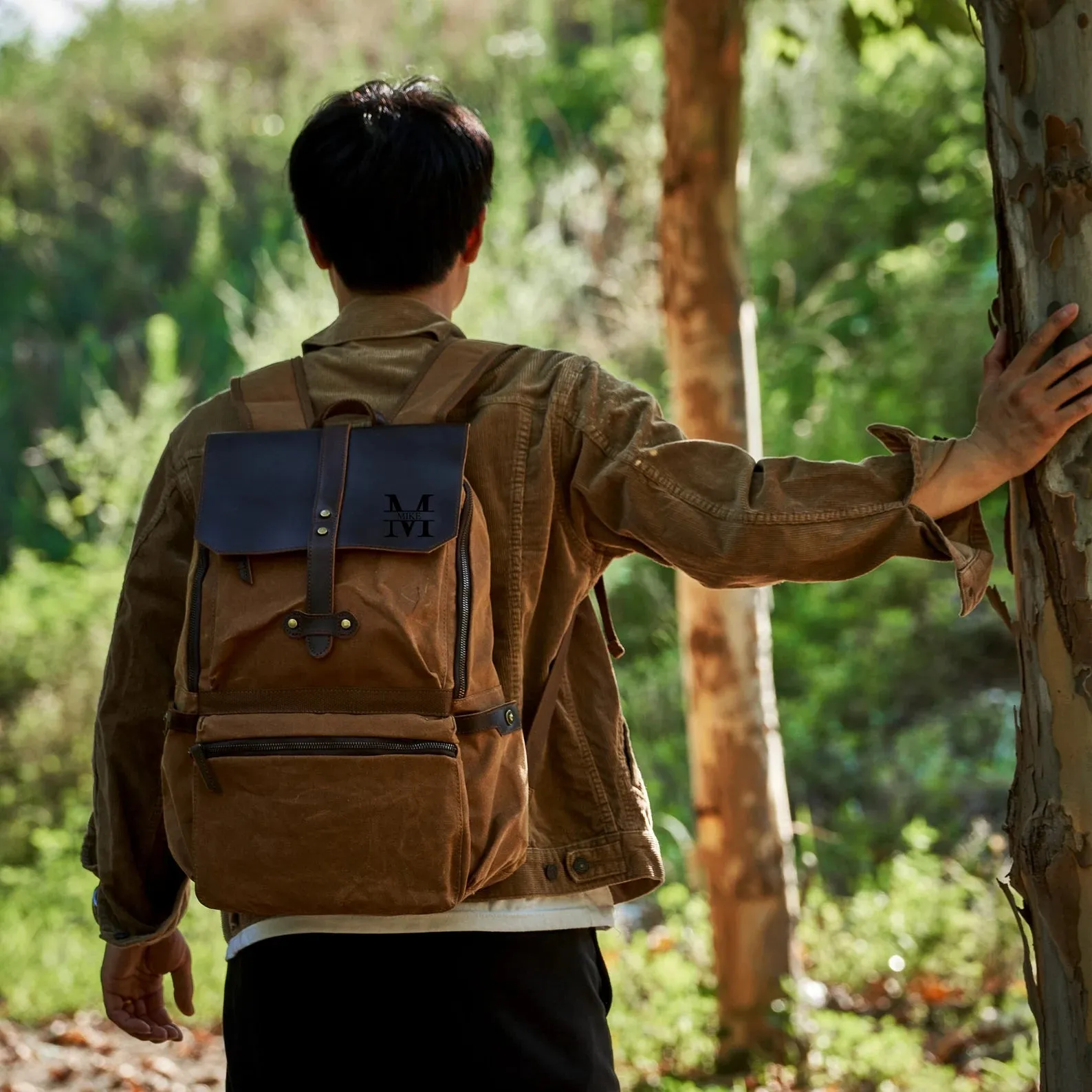 Laptop Backpack, Waxed Canvas Backpack, Leather Backpack, Teacher Backpack, Personalized Backpack, Fathers Day Gift