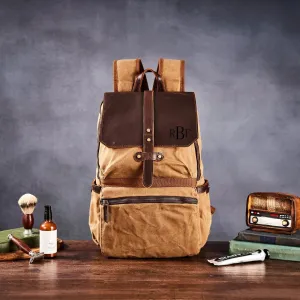 Laptop Backpack, Waxed Canvas Backpack, Leather Backpack, Teacher Backpack, Personalized Backpack, Fathers Day Gift