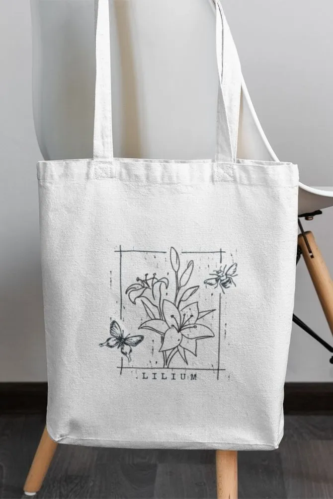 Lily Flowers Zipper Tote Bag