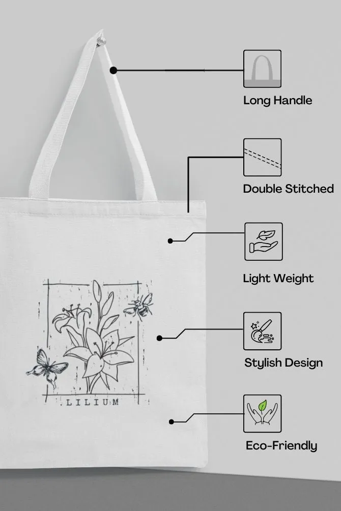 Lily Flowers Zipper Tote Bag