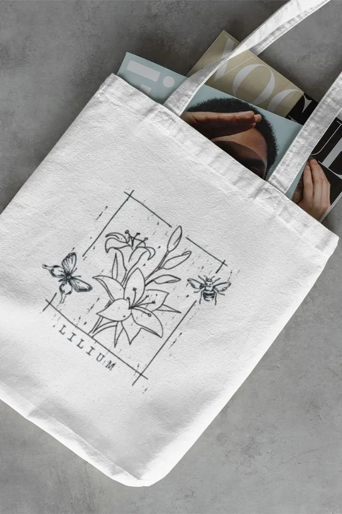 Lily Flowers Zipper Tote Bag