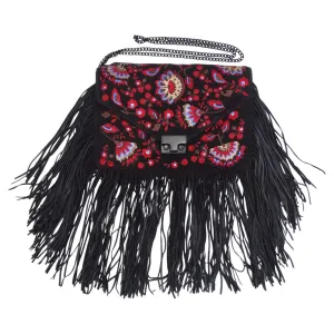 Loeffler Randall Embroidered Suede Fringe Handbag