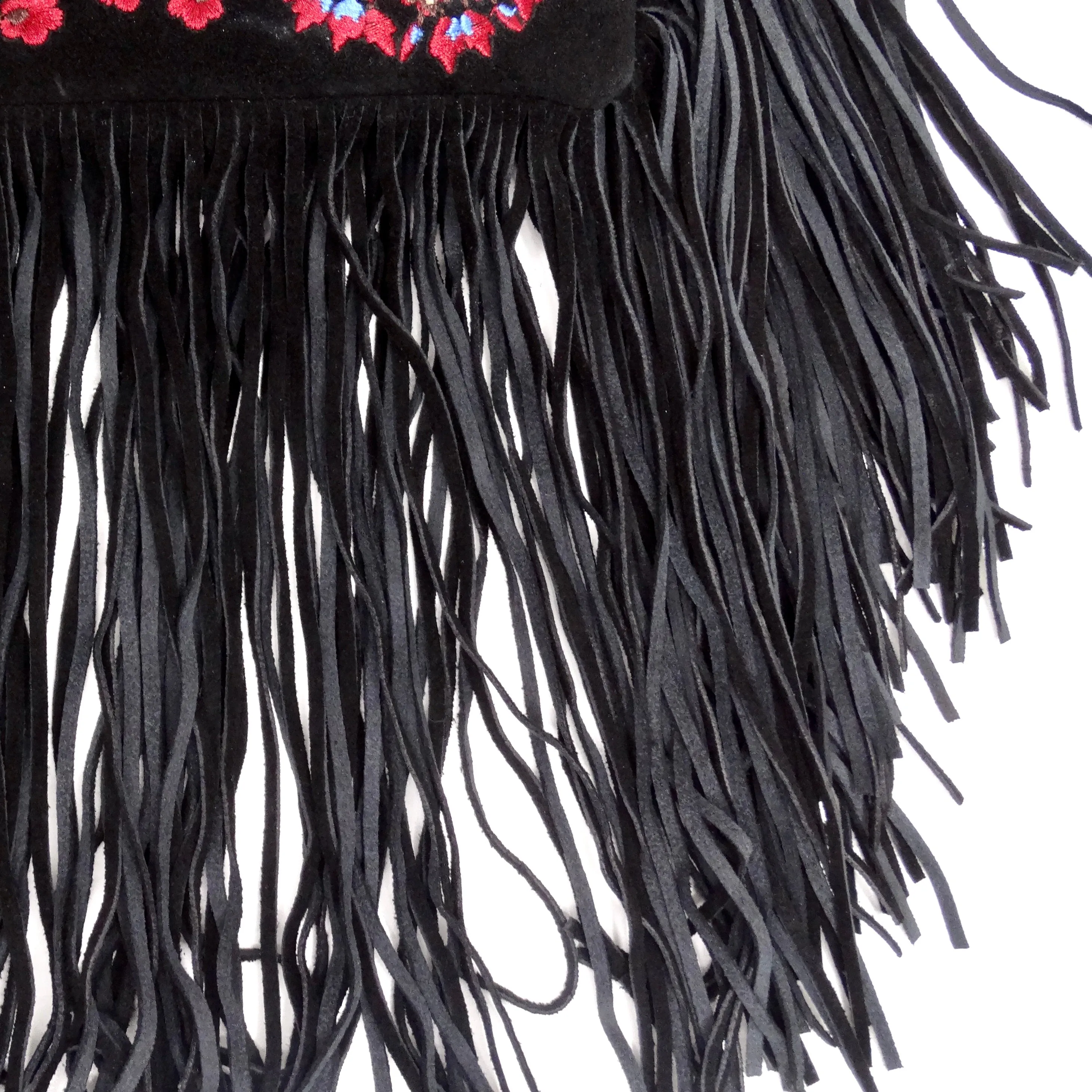 Loeffler Randall Embroidered Suede Fringe Handbag