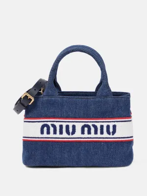 Logo denim tote bag