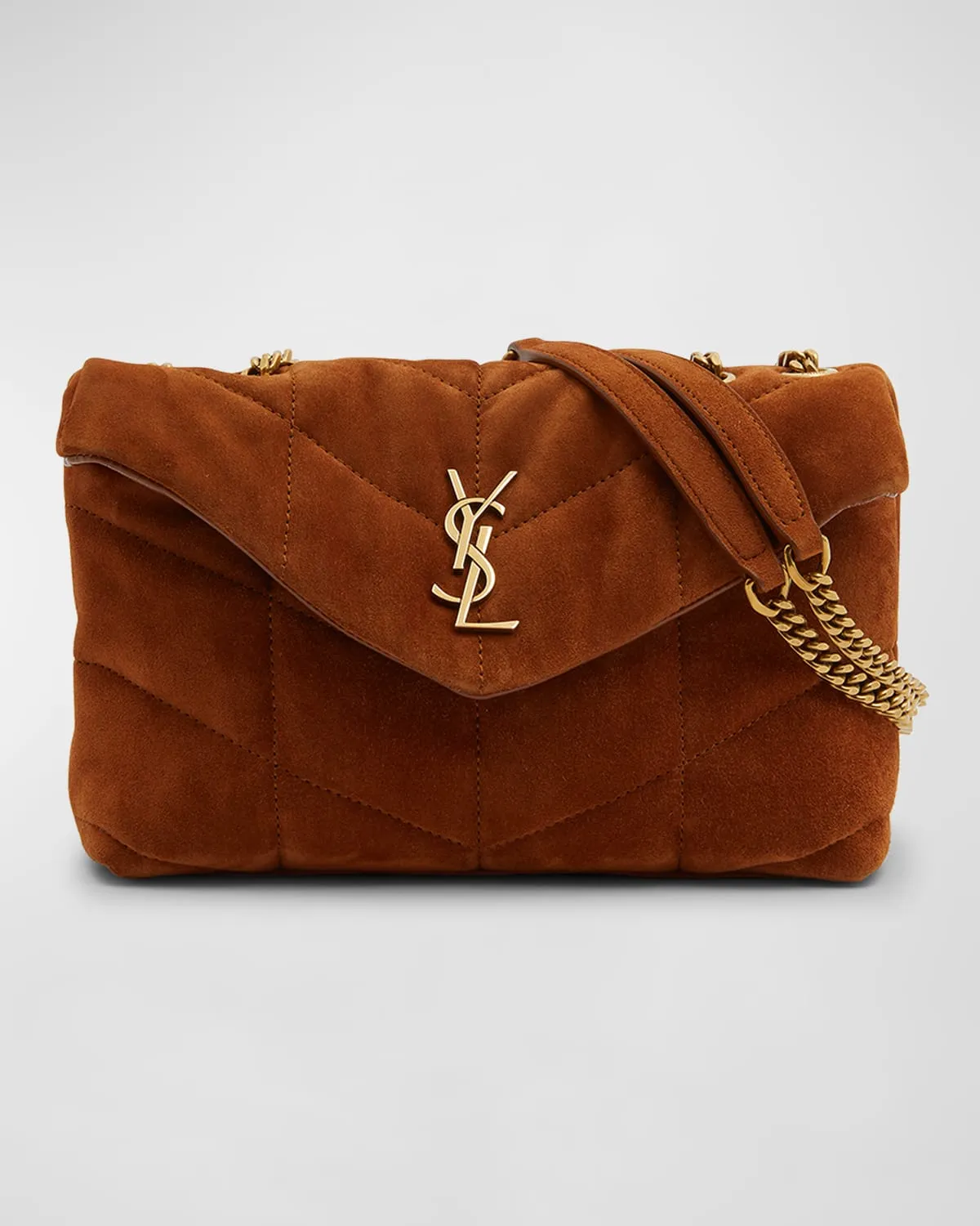 Lou Puffer Toy YSL Crossbody Bag in Quilted Suede