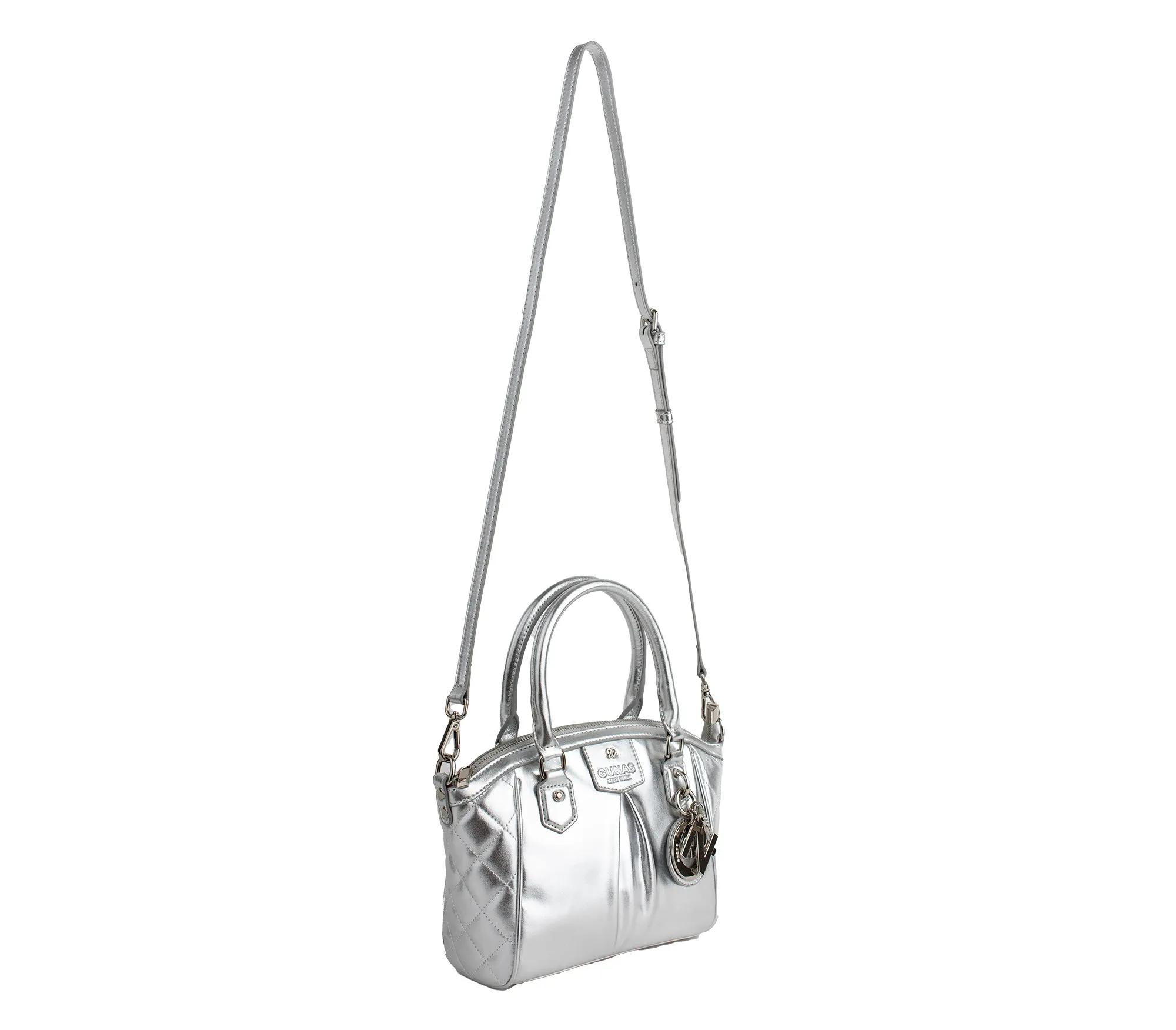 Madison Mini - Silver Quilted Vegan Bag