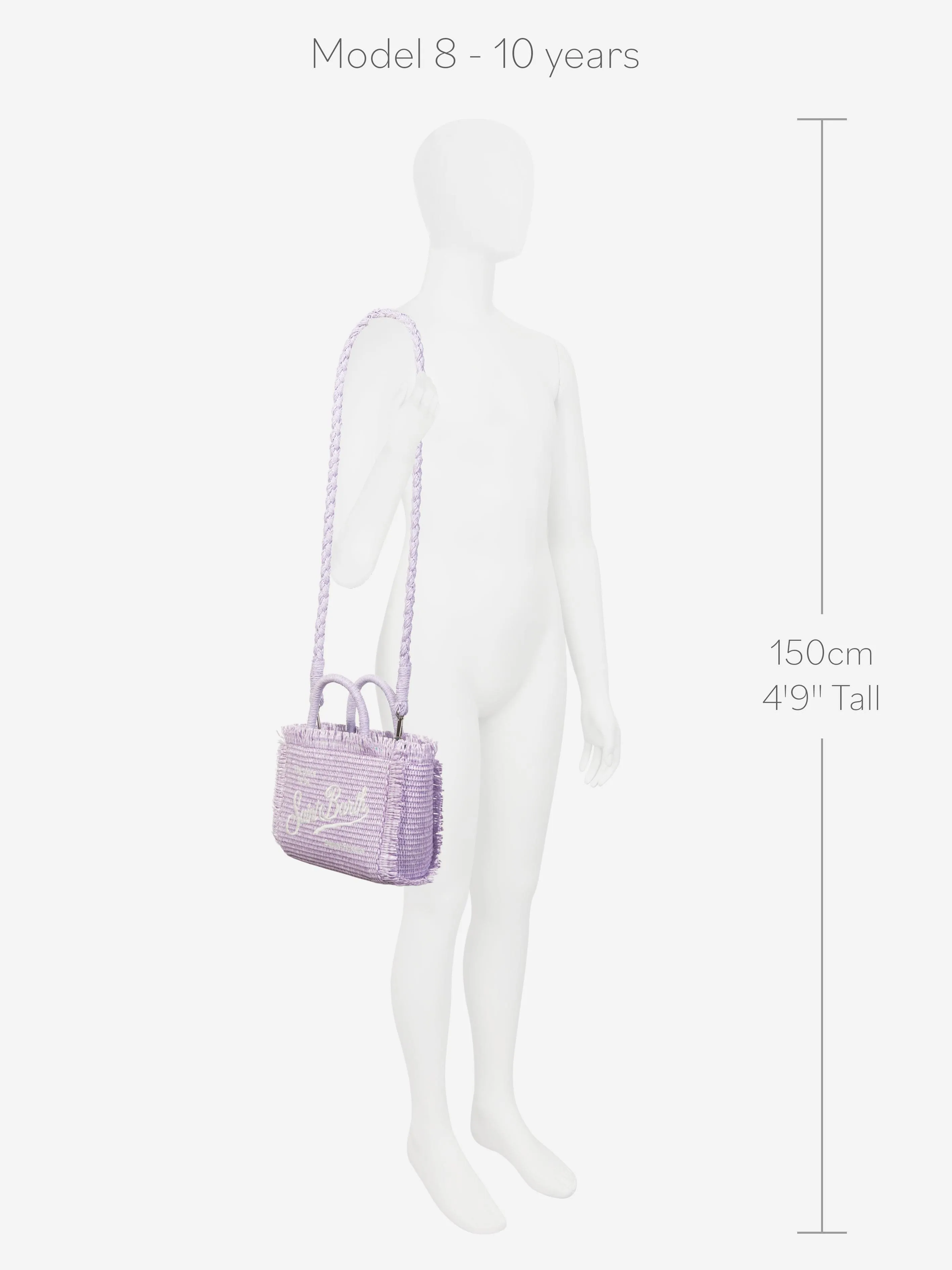 MC2 Saint Barth Girls Embroidered Straw Bag in Purple