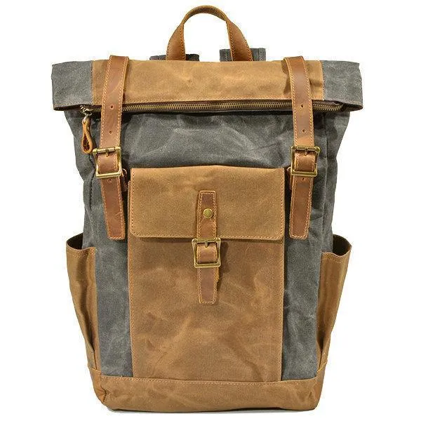 Men Vintage Canvas Casual Travel Large Capacity Waterproof Commuter Bag Backpack