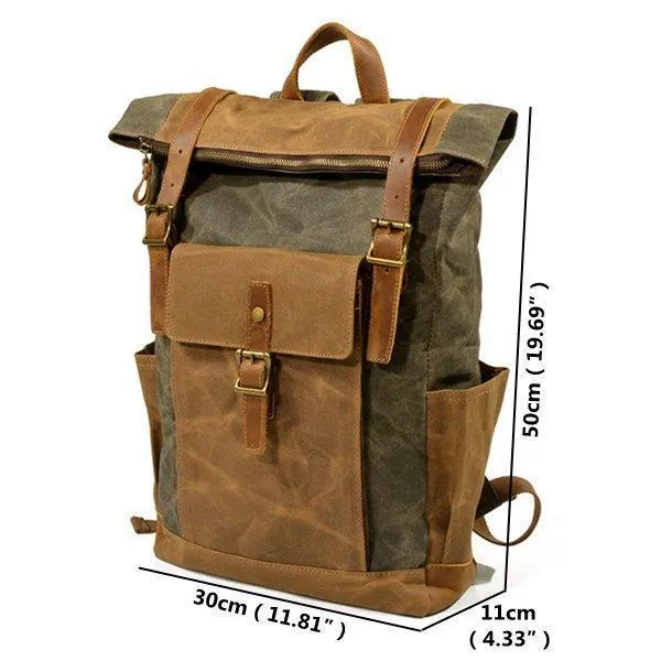 Men Vintage Canvas Casual Travel Large Capacity Waterproof Commuter Bag Backpack