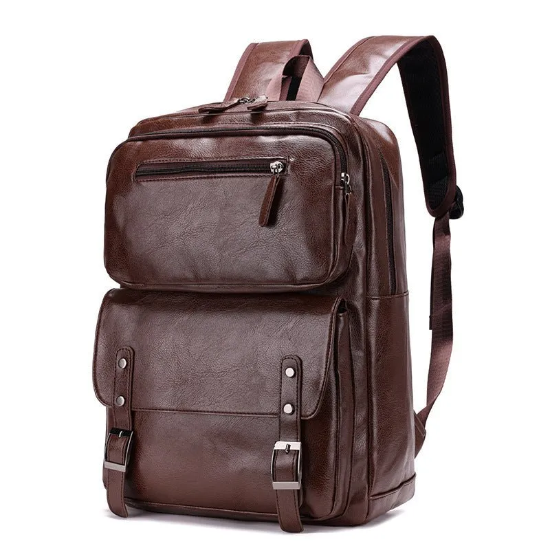 Men's Business Leather Bag Waterproof Backpack