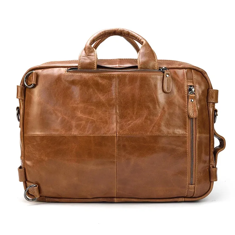 Mens Genuine Leather 3-in-1 Backpack-Briefcase-Shoulder Bag