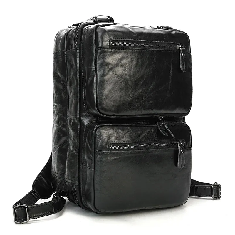 Mens Genuine Leather 3-in-1 Backpack-Briefcase-Shoulder Bag