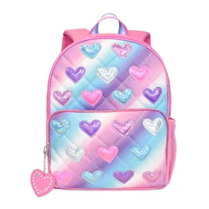 Metallic Heart-Patched Ombre Large Backpack