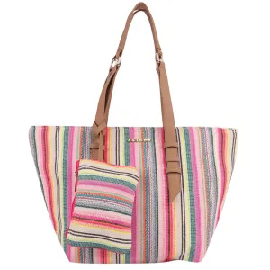 Multi Color Textured Tote Bag With Coin Pouch