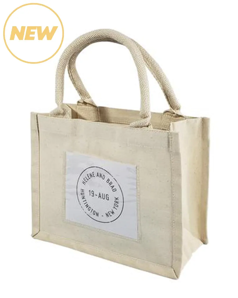 Natural Canvas Wedding Favor Tote Bags with Front Pocket - TF207