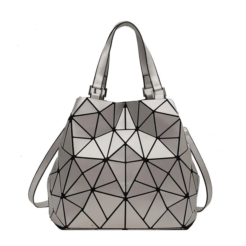 New internet celebrity fashion stitching geometric rhombus handbag texture large capacity shoulder tote bag