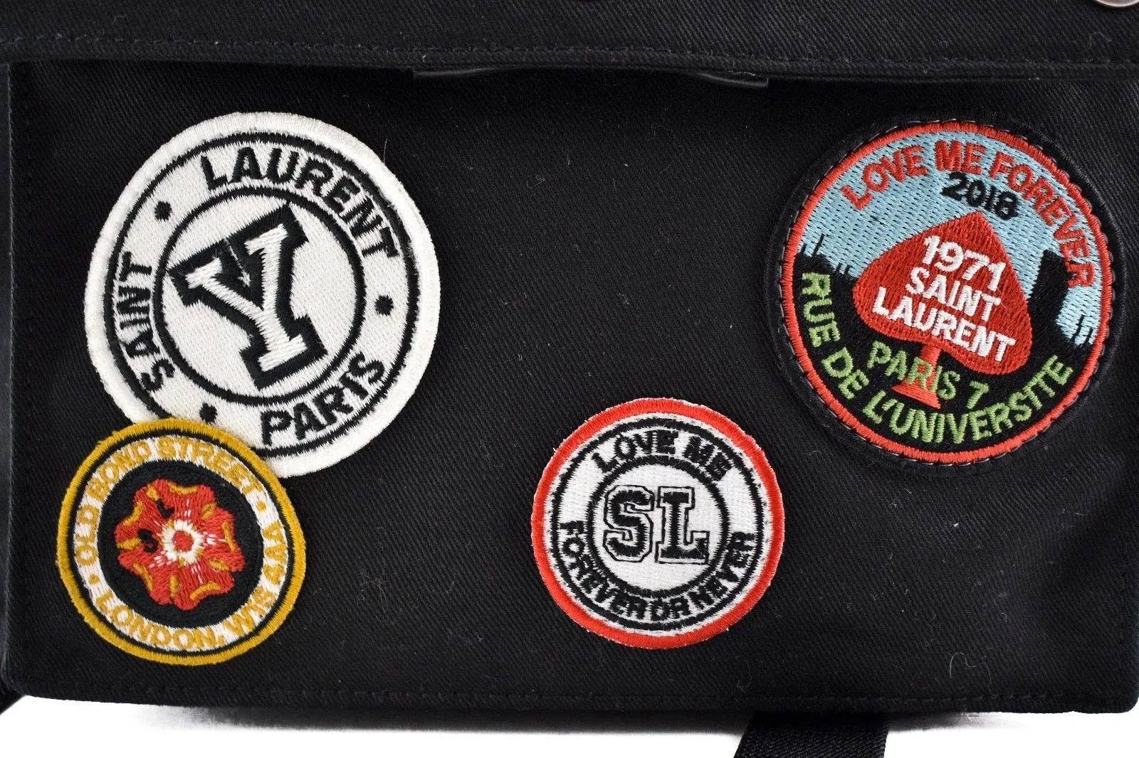 Noe Black Canvas Patches Logo Patch YSL Backpack