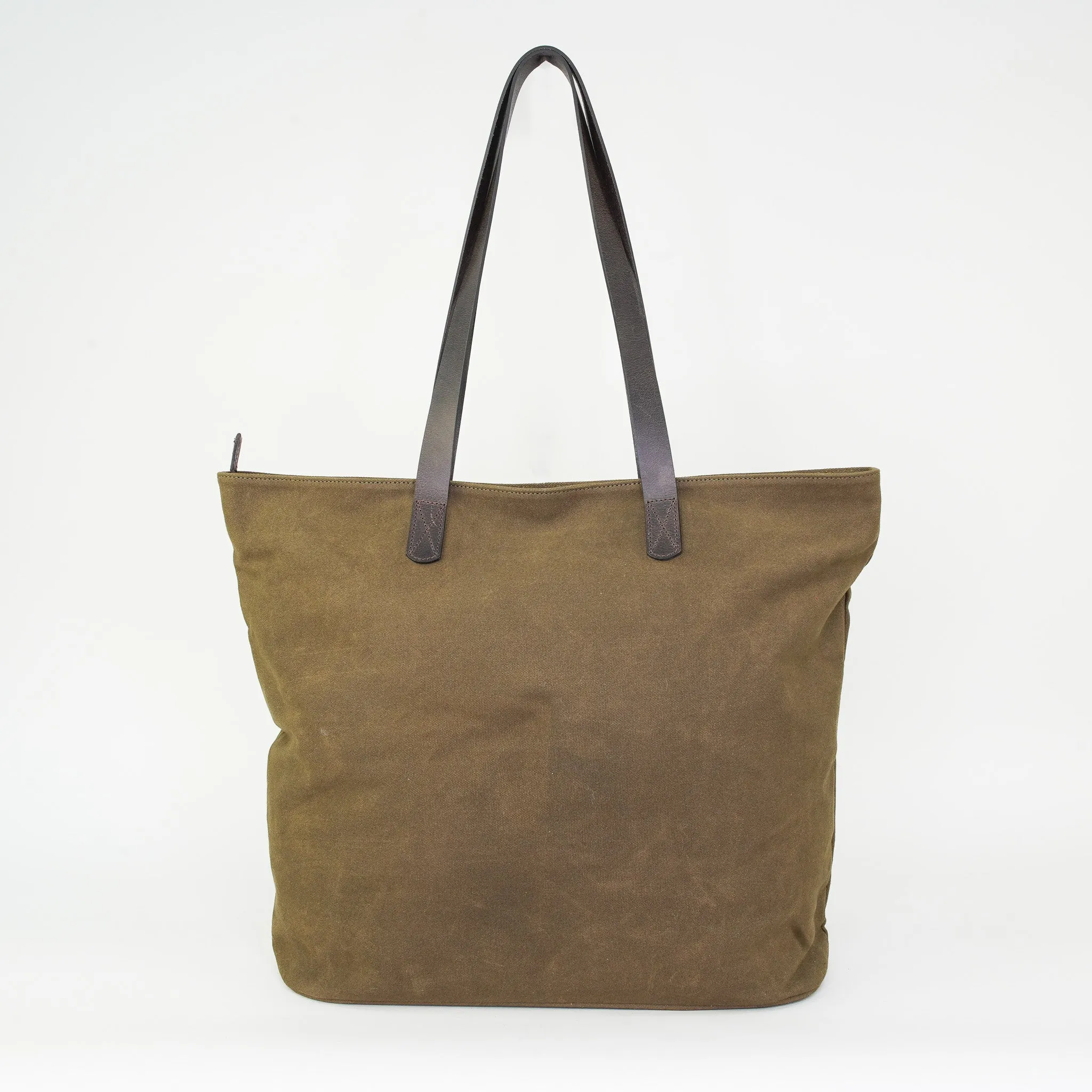 Olive Waxed Canvas Tote Bag