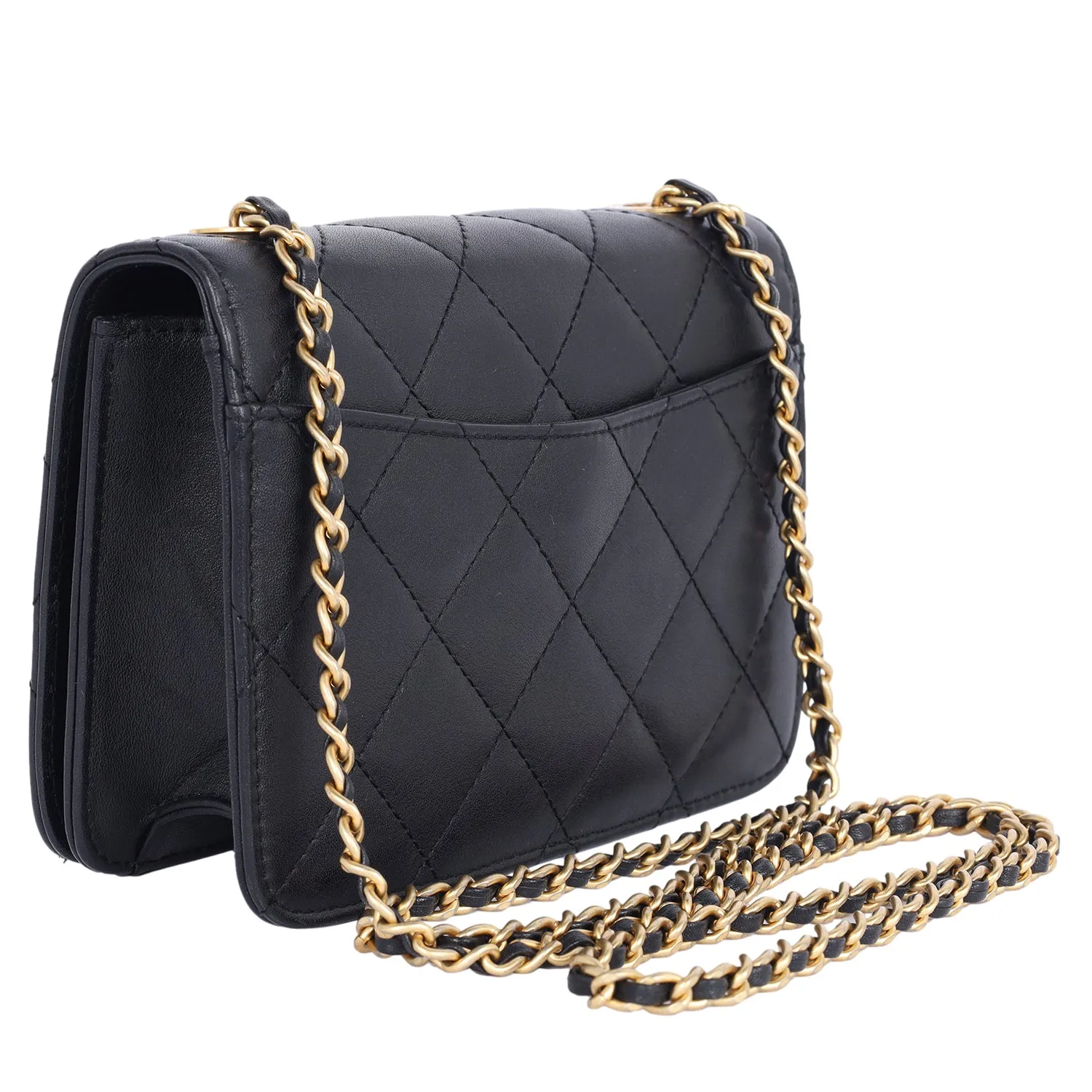 Onyx Pearl Flap Crossbody Bag