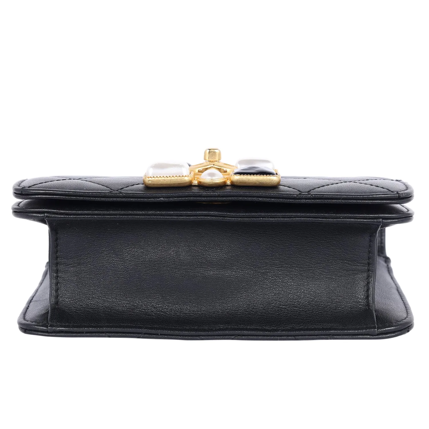 Onyx Pearl Flap Crossbody Bag