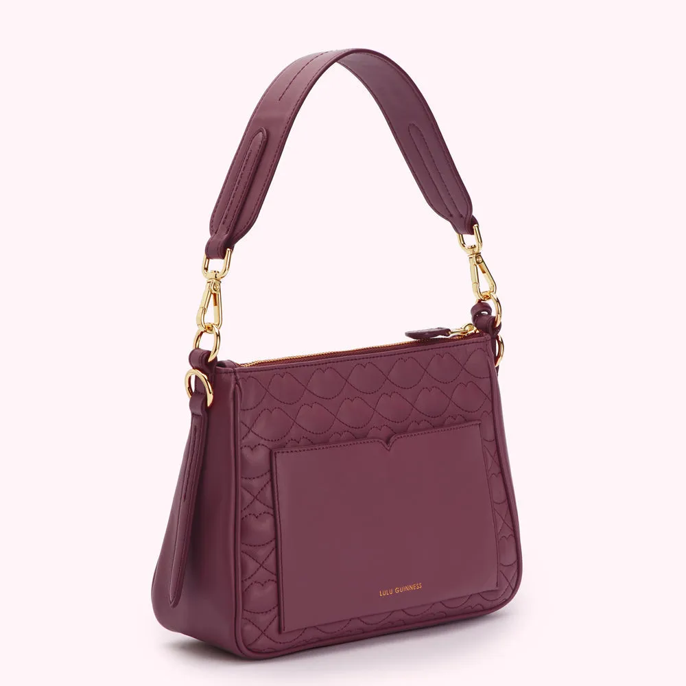 PEONY SMALL QUILTED LIP LEATHER CALLIE CROSSBODY BAG