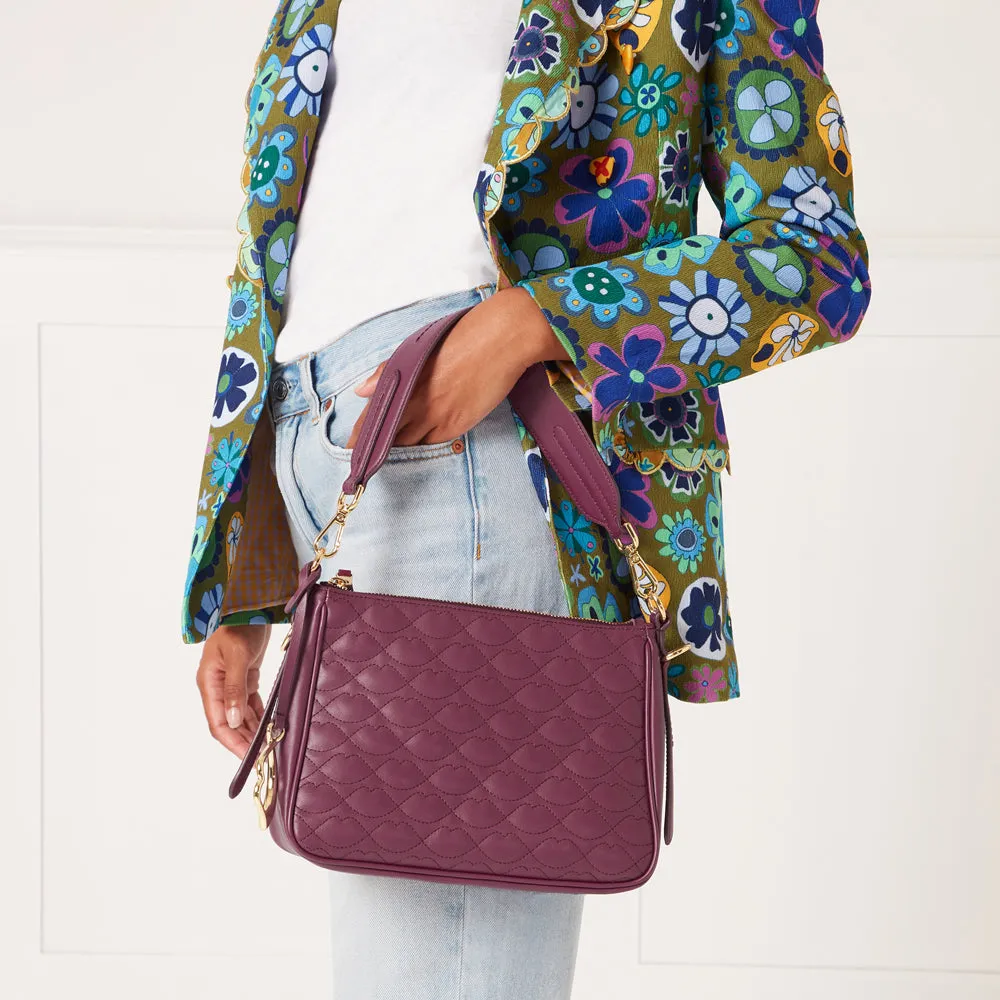 PEONY SMALL QUILTED LIP LEATHER CALLIE CROSSBODY BAG