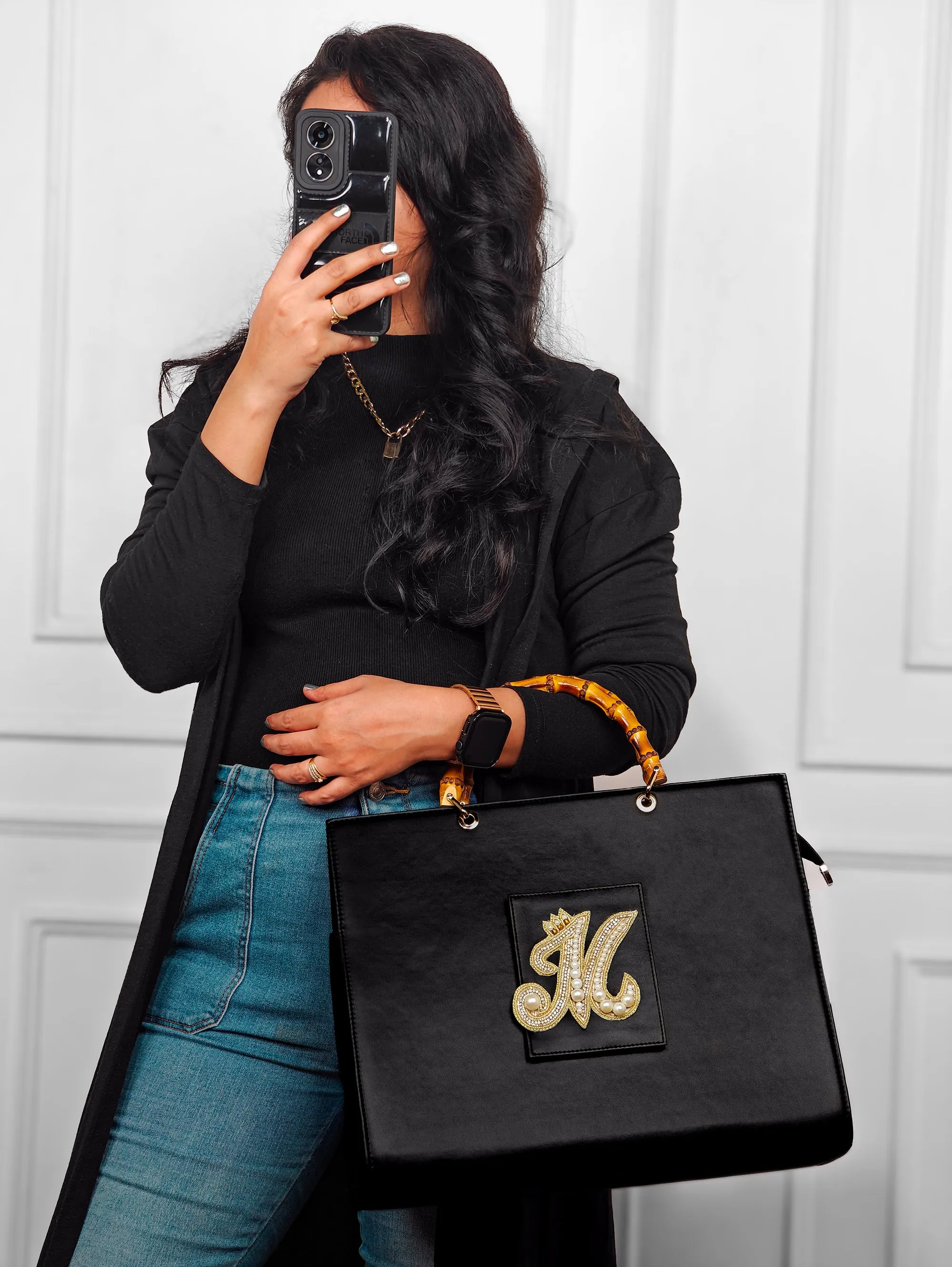 Personalized Tote Bags -Monogram Wooden Handle Edition