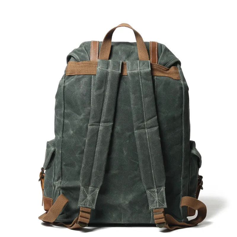 Personalized Waxed Canvas Travel Backpack School Backpack Hiking Rucksack Laptop Backpack