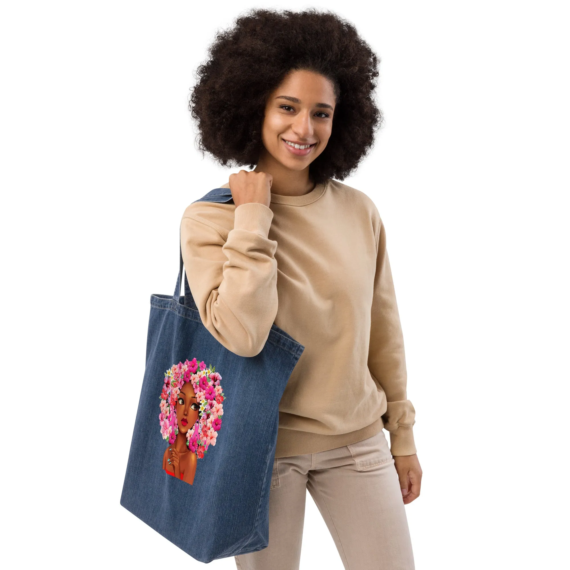 Pinky Look Organic denim tote bag