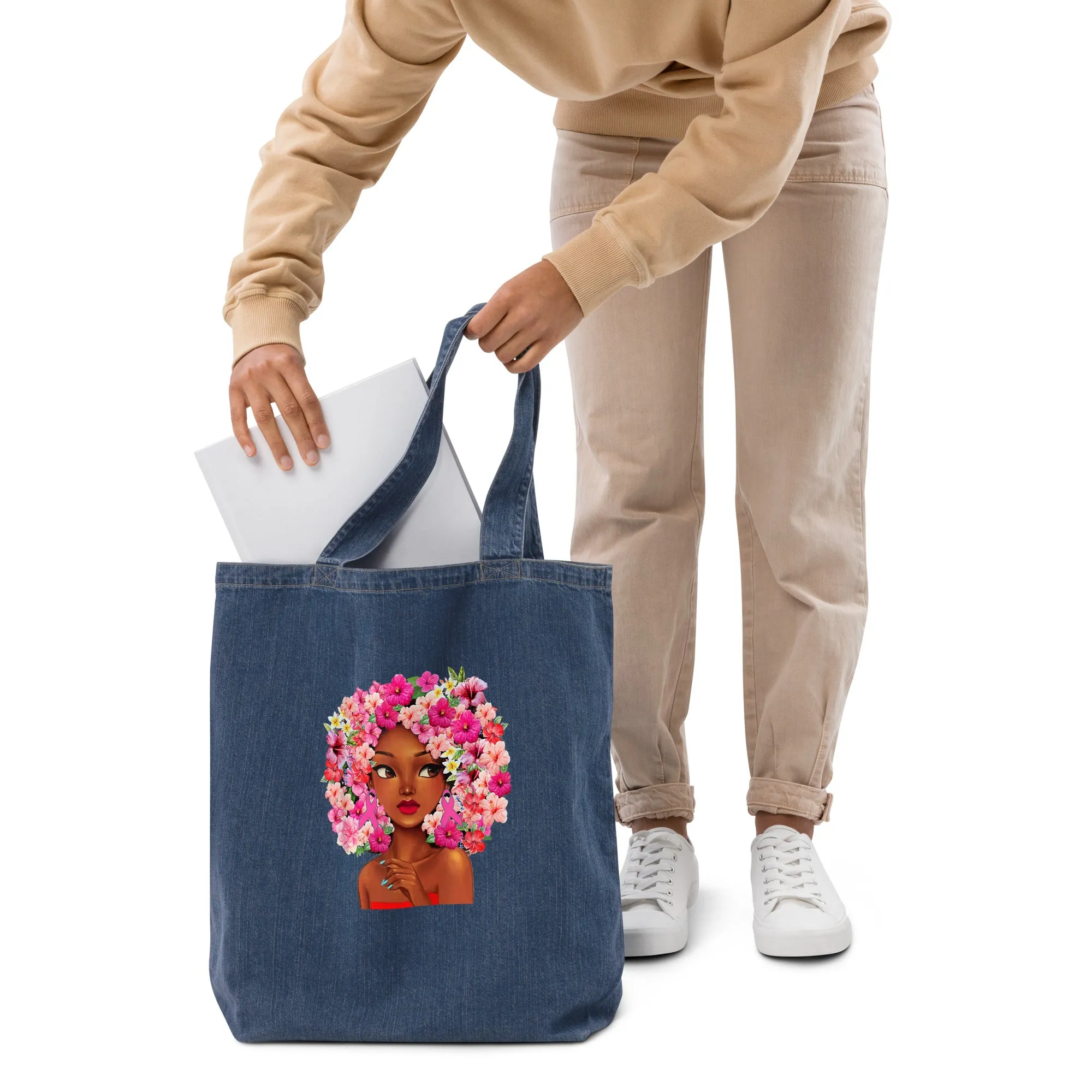 Pinky Look Organic denim tote bag