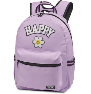 Purple Happy Backpack with Patches