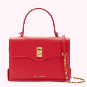 RED MEDIUM LIP TURNLOCK QUEENIE HANDBAG