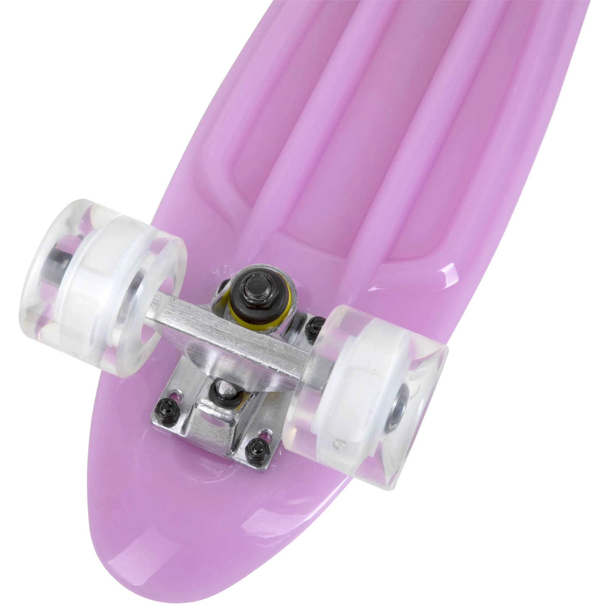 Rekon 22.5" Complete Mini Cruiser Skateboard (Glow in Dark Purple w/ LED Wheels)