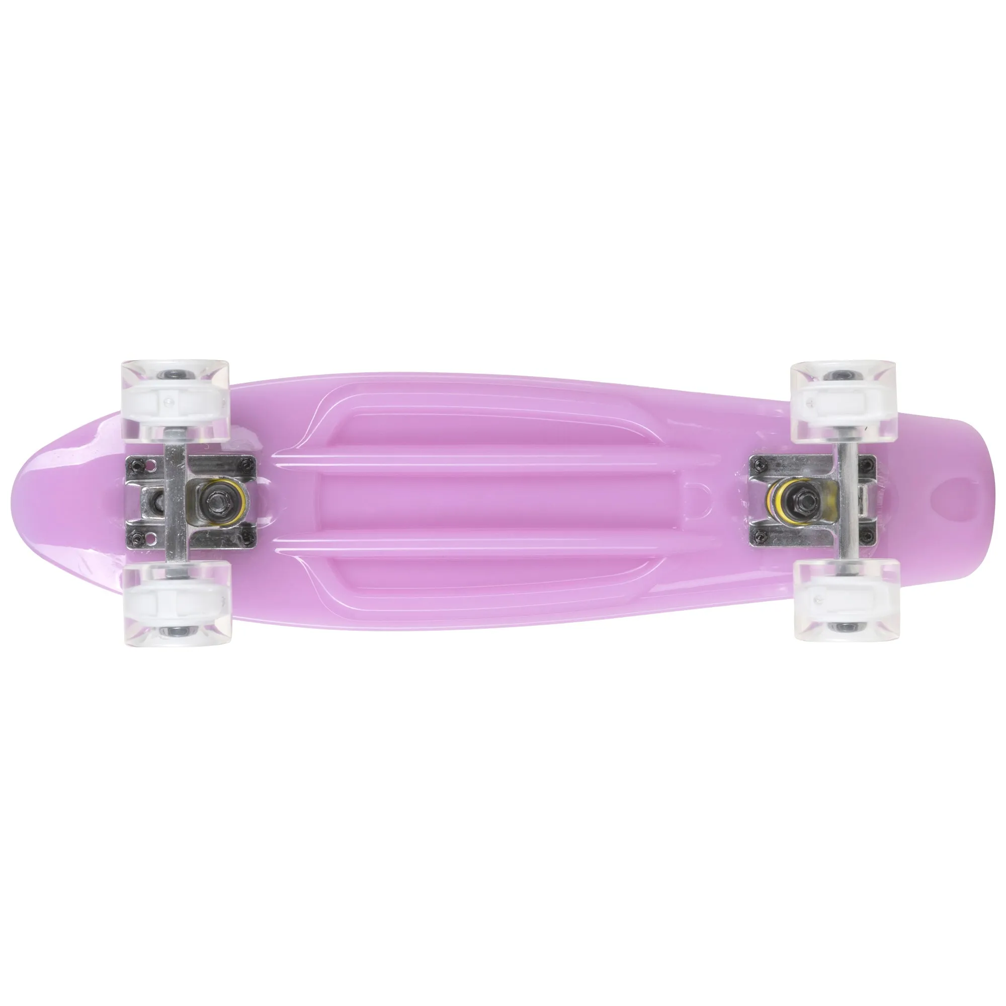 Rekon 22.5" Complete Mini Cruiser Skateboard (Glow in Dark Purple w/ LED Wheels)