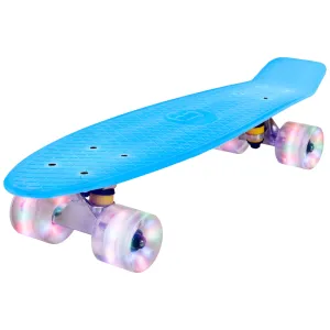 Rekon 22.5" Complete Mini Cruiser Skateboard (Glow in Dark Purple w/ LED Wheels)