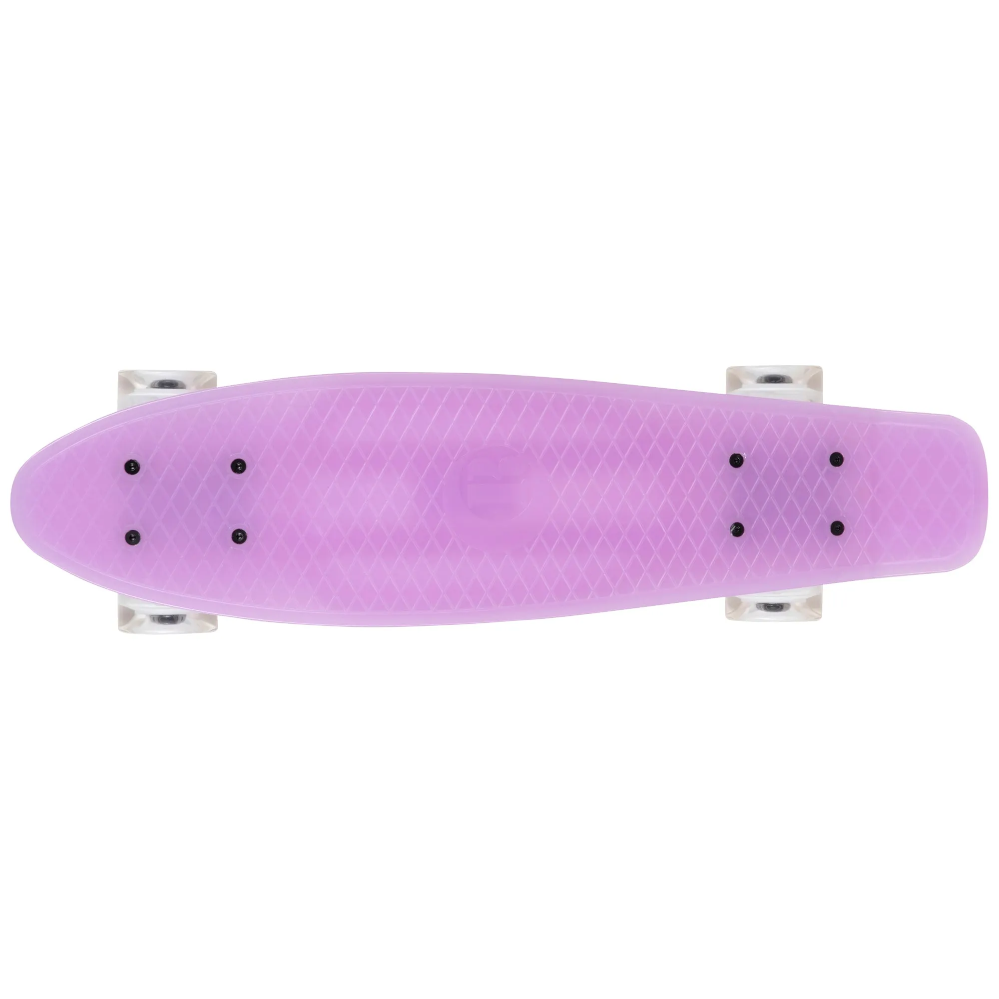 Rekon 22.5" Complete Mini Cruiser Skateboard (Glow in Dark Purple w/ LED Wheels)