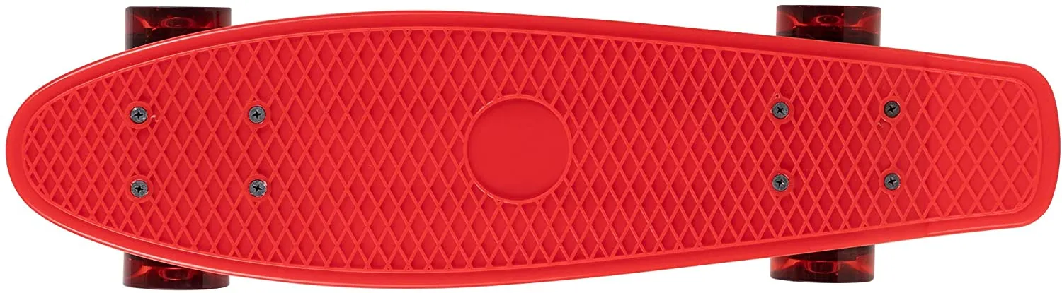 Rekon Complete 22" Mini Cruiser Plastic Skateboard (Red/Clear Red)