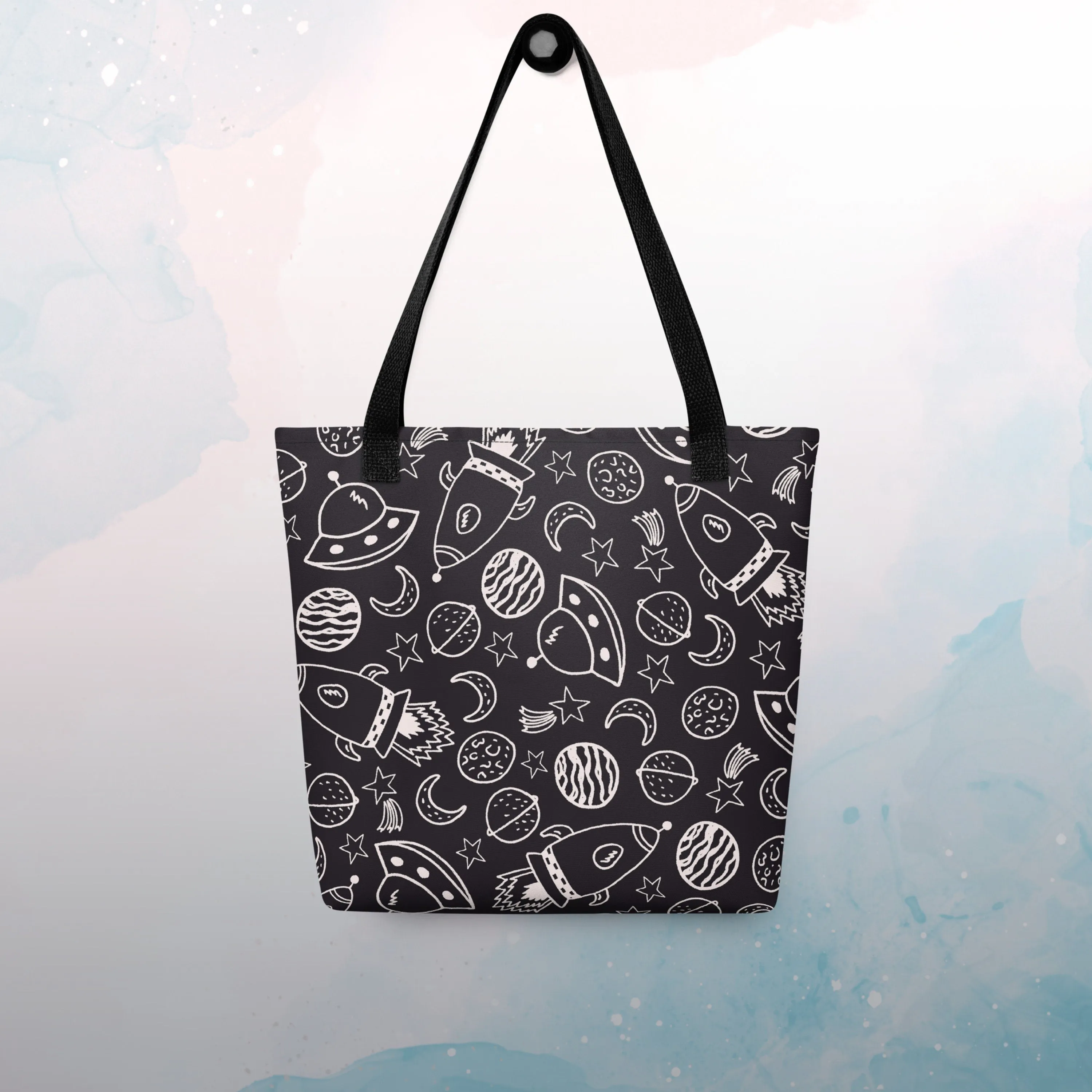 Rocket Ships and Planets Printed Canvas Tote Nag