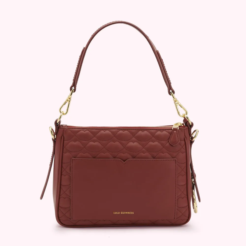 RUSSET QUILTED LIP LEATHER CALLIE CROSSBODY BAG