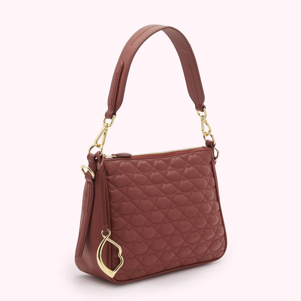 RUSSET QUILTED LIP LEATHER CALLIE CROSSBODY BAG