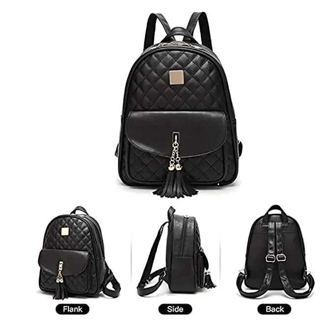 SaleBox® Fashion Girls 3-PCS Fashion Cute Stylish Leather Backpack & Sling Bag Set for Women, School & College Girls/ Leather Bagpack Set for Women(Flower)