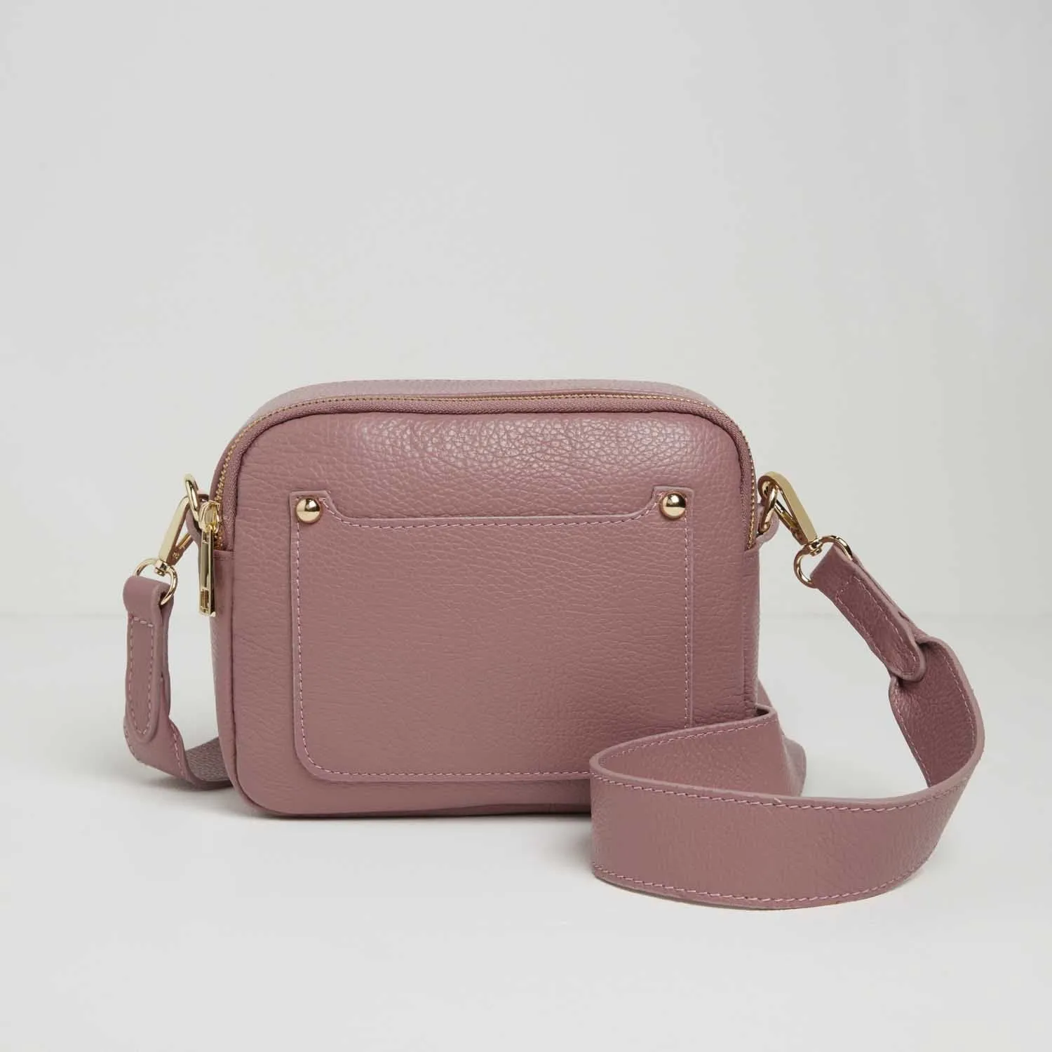 Sienna Crossbody Bag in Antique Pink with Orange and Pink Bohemian Strap