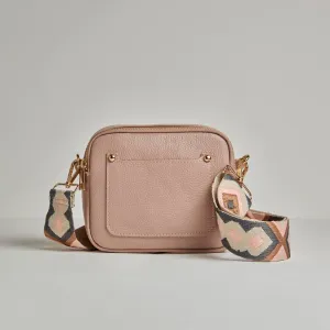 Sienna Crossbody Bag in Blush with Pastel Bohemian Strap