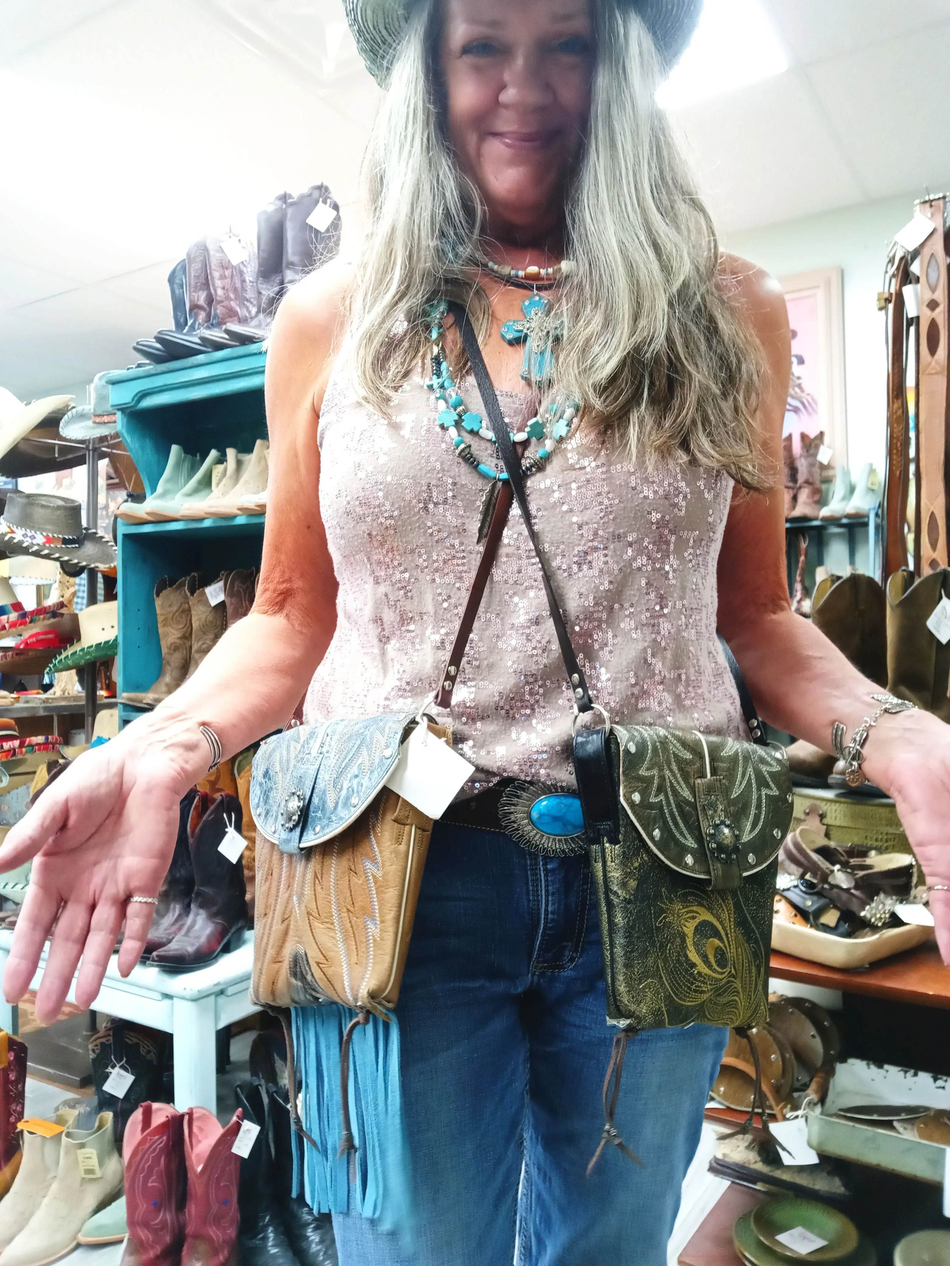 Small Cowboy Boot Purse with Fringe sm261