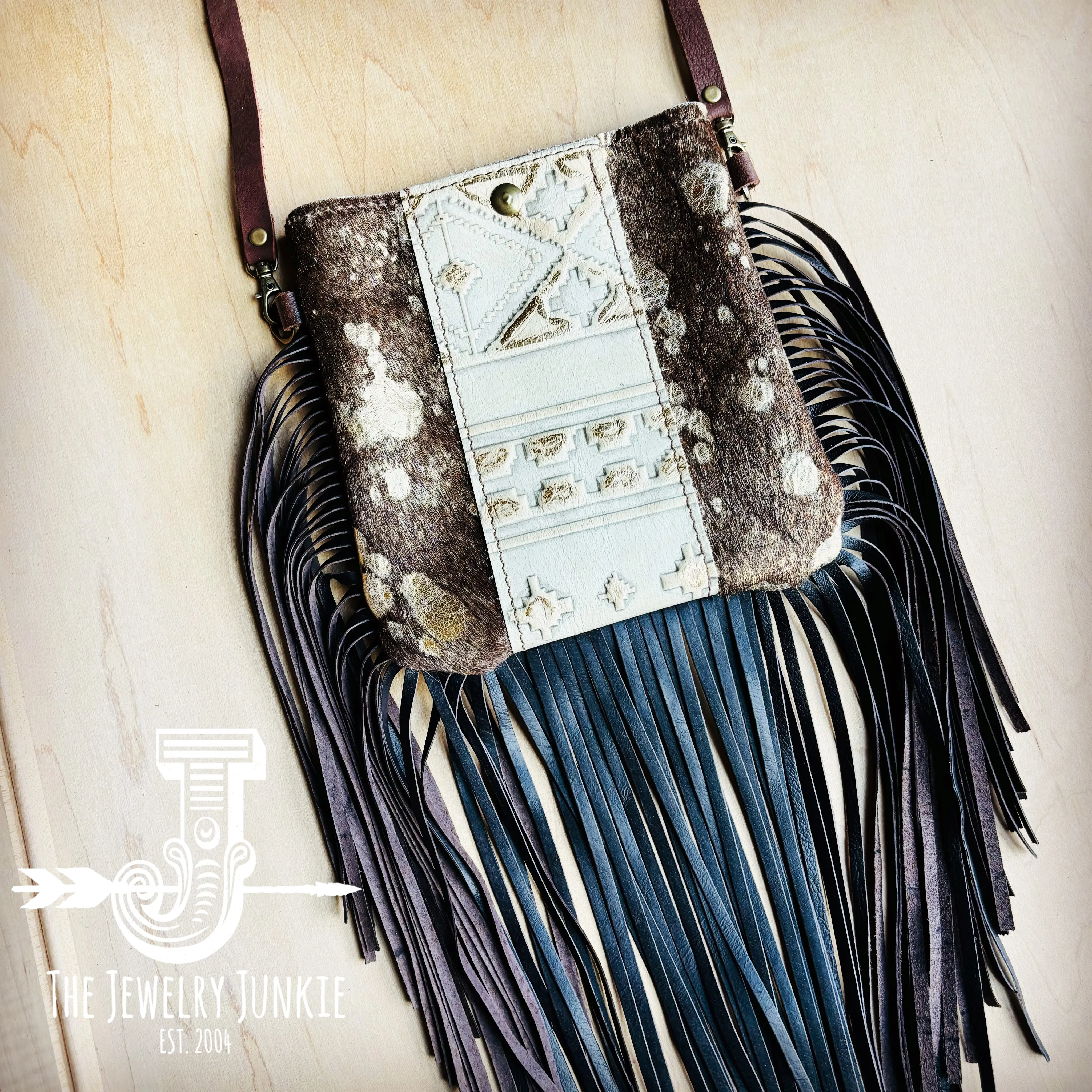 **Small Crossbody Handbag w/ Gilded Navajo Accent Full Fringe 513x