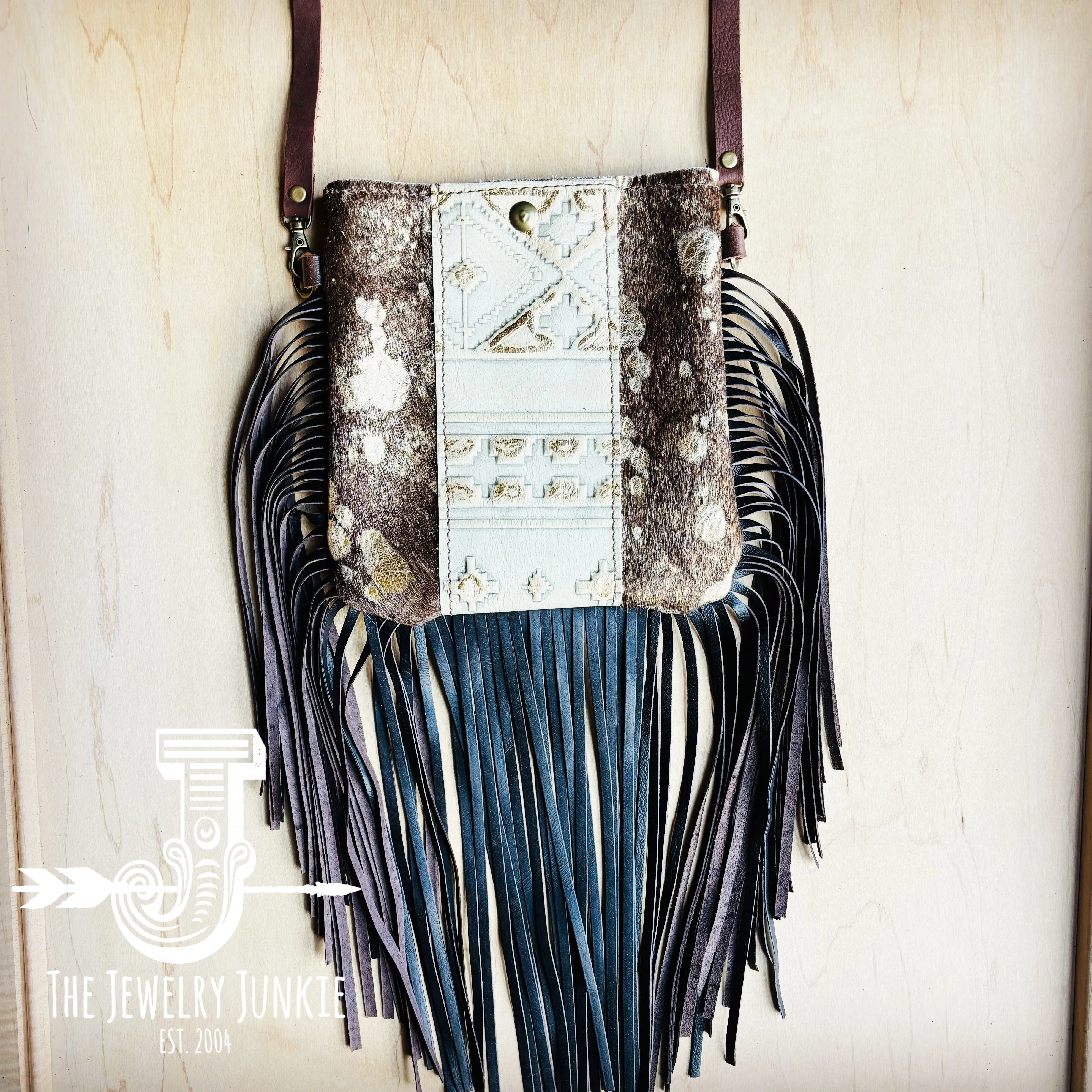 **Small Crossbody Handbag w/ Gilded Navajo Accent Full Fringe 513x