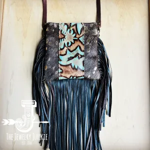 **Small Crossbody Handbag w/ Turquoise Laredo Full Fringe 513y