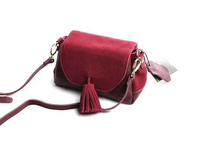 Small Cute Leather Crossbody Satchel Purse With Fringe Shoulder Bag for Women